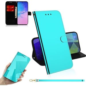 Voor Galaxy S10 Lite / A91 Lmitated Mirror Surface Horizontal Flip Leather Case met Holder & Card Slots & Wallet & Lanyard(Mint Green)