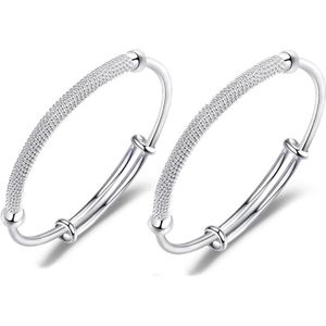 2 stks Z117 Solid Twist Armband Fashion Valentine Day Gift (Silver)