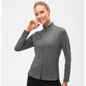 Herfst en winter rits lange mouwen sportjas voor dames (kleur: kleur grijs Maat: XXL)