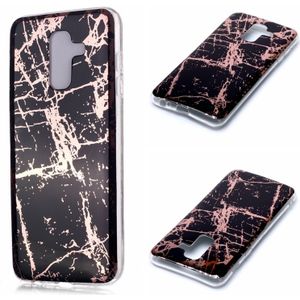 Voor Galaxy A6+ (2018) Plating Marble Pattern Soft TPU Protective Case (Black Gold)