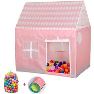 Huishoudelijke kinderen afdrukken spelen tent kleine spel huis met 50 Oceaan ballen & mat (lichtroze)