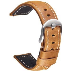 Smart Quick Release Horlogeband Crazy Horse Lederen Retro Strap voor Samsung Huawei  Grootte: 24mm (lichtbruin zilveren gesp)