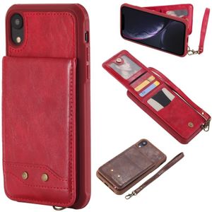 Voor iPhone XR Vertical Flip Shockproof Leather Protective Case met Short Rope  Support Card Slots & Bracket & Photo Holder & Wallet Function(Red)