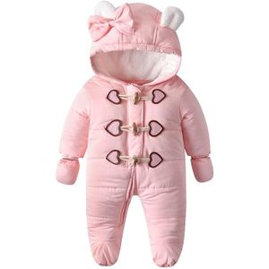 Gewatteerde en fluwelen warme baby onesies (kleur: roze maat: 66)