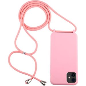 Voor iPhone 11 Candy Color TPU Beschermhoes met Lanyard(Pink)