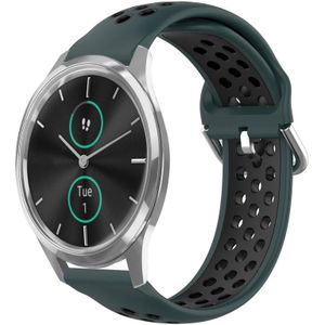 Voor Garmin VivoMove Luxe 20 mm geperforeerde ademende sport siliconen horlogeband (olijfgroen + zwart)