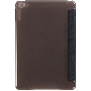 Zijde textuur horizontale Flip lederen draagtas met drie-vouwen houder voor iPad mini 4(Black)