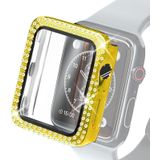 Electroplating PC Double Rows Diamond Protective Case met gehard glasfilm voor Apple Watch Series 6 & SE & 5 & 4 44mm / 3 & 2 & 1 42mm