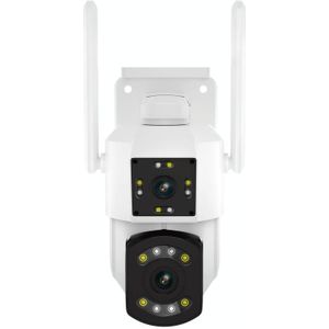 ESCAM PT210 2x3MP Dual Lens Dual Screen Monitor WiFi Camera Ondersteuning Tweeweg Spraak- en bewegingsdetectie en cloudopslag (EU-stekker)