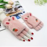 Kinderen Half Finger Handschoenen gebreide koude warme plus velvet vingerloze handschoenen (licht grijs)