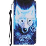 Gekleurd tekenpatroon Horizontaal Flip PU Leren hoesje met Houder & Kaart Slots & Wallet & Lanyard Voor iPhone 8 Plus & 7 Plus(Rose Wolf)