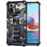 Voor Xiaomi Redmi Note 10 Pro Max Camouflage Armor Shockproof TPU + PC magnetische beschermhoes met houder (marineblauw)