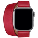 Voor Apple Watch 3/2/1 generatie 42mm universele lederen dubbele-lus riem (rood)