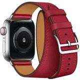 Voor Apple Watch 3/2/1 generatie 42mm universele lederen dubbele-lus riem (rood)