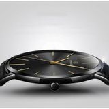 KEMANQI eenvoudige ultradunne waterdichte stalen mesh riem quartz horloge voor mannen (Ultra-Thin Rose Gold shell blauwe wijzerplaat zwarte band)