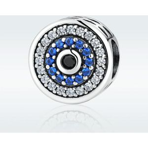 S925 Sterling Silver Beads Persoonlijkheid Ingelegde Blauwe Ogen Ronde Armband Accessoires Kralen
