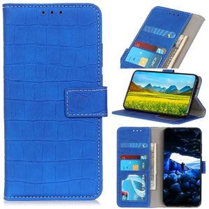 Krokodil textuur horizontale Flip lederen case voor iPhone XR  met houder & portemonnee & kaartsleuven & fotolijstjes (blauw)
