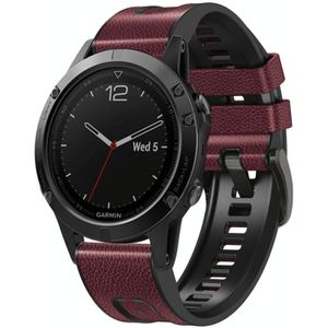 Voor Garmin Fenix 7 Quick Release siliconen lederen horlogeband