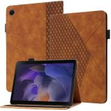 Voor Samsung Galaxy Tab A8 Rhombus Skin Feel Horizontale Flip Tablet Lederen Case met kaartslots & houder (Brown)
