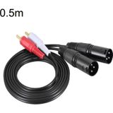 2RCA naar 2XLR-luidspreker Canon-kabel Audiobalanskabel  maat: 0 5 m (Dual Lotus naar Dual Canon Male)