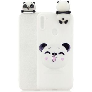 Voor Galaxy A11 Shockproof Gekleurde Geschilderde Liggende Cartoon TPU beschermende geval (Smiley Panda)