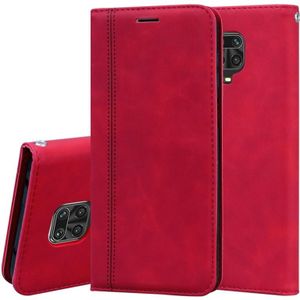 Voor Xiaomi Redmi Note 9S Frosted Business Magnetic Horizontal Flip PU Leather Case met Holder & Card Slot & Lanyard(Red)