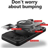 Voor iPhone 15 Pro Max CD Textuur Sliding Camshield Magnetische Houder Telefoon Case (Zwart)