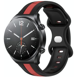 Voor Xiaomi MI Watch S1 22 mm vlindergesp tweekleurige siliconen horlogeband (zwart + rood)