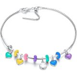 S925 Sterling Silver Heart Pendant DIY Bracelet Necklace Accessories(Purple)