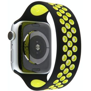 Elastic Siliconen Watchband Voor Apple Watch Series 6 & SE & 5 & 4 40mm / 3 & 2 & 1 38mm  Lengte:135mm(Zwart Geel)