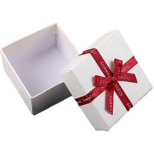 10 STUKS Bowknot Sieraden Gift Box Vierkante Sieraden Papier Verpakking Doos  Specificatie: 9x9x4cm (Romig Wit)