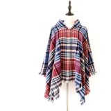 Lente herfst winter geruit patroon hooded mantel sjaal sjaal  lengte (CM): 135cm (DP-06 Rood)