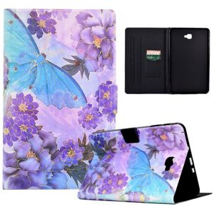Voor Samsung Galaxy Tab A 10.1 2016 T580 Gekleurde Tekening Smart Leather Tablet Case (Peony Butterfly)
