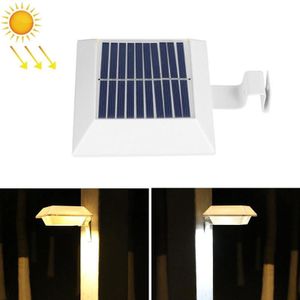 12 LED Solar Outdoor Railing Trap Square Wall Light (White Shell-Warm Light)