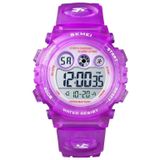 SKMEI 1451 LED digitale stopwatch chronograaf lichtgevende kinderen sport elektronisch horloge (transparant paars)