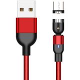 2m 2A output USB naar micro USB nylon gevlochten roteren magnetische oplaadkabel (rood)