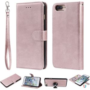 Voor iPhone 6 Plus / 7 Plus / 8 Plus Solid Color Horizontale Flip Beschermhoes met Houder & Card Slots & Wallet & Photo Frame & Lanyard(Rose Gold)