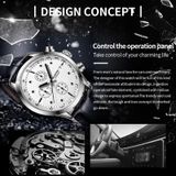 Ochstin 6042B Multifunctioneel zakelijk lederen waterdicht lichtgevend quartz herenhorloge (rosgoud + koffie)