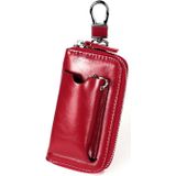 9108 Rits lederen sleutels met een hoge capaciteit houder tas multifunctionele portemonnee (rood)
