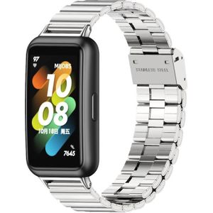 Voor Huawei Band 7/7 NFC Mijobs Bamboe Roestvrij Stalen Metalen Gesp Horlogeband (Zilver)