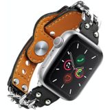 Lederen mannelijke stijl horlogeband voor Apple Watch Series 7 45 mm / 6 & SE & 5 & 4 44mm / 3 & 2 & 1 42mm