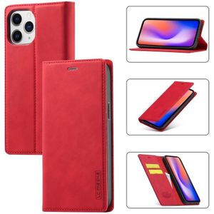 Lc. IMEEKE Sterk Magnetisme Ultradun horizontaal flip schokbestendige matte TPU + PU lederen hoes met houder & kaartslots & portemonnee voor iPhone 12 / 12 Pro(Rood)