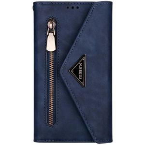 Voor Samsung Galaxy J5 (2017) / J530 EU-versie Skin Feel Zipper Horizontale Flip Lederen kast met Holder & Card Slots & Photo Frame & Lanyard & Long Rope(Blue)