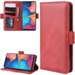 Portemonnee staan leer mobiele telefoon geval voor Galaxy A20E  met portemonnee & houder & kaartsleuven (rood)