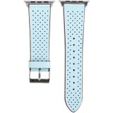 Voor Apple Watch Series 3 & 2 & 1 42mm eenvoudige mode lederen gat patroon horlogebandje (blauw)