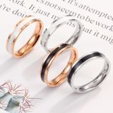 4 stuks eenvoudige zwarte witte epoxy paar ring vrouwen titanium stalen ring sieraden  grootte: amerikaanse maat 9 (zwarte lijm rose goud)