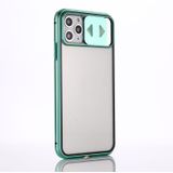 Sliding Lens Cover Mirror Design Schokbestendige magnetische metalen frame dubbelzijdige tempered glass case voor iPhone 12 / 12 Pro(Zwart)