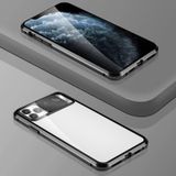 Sliding Lens Cover Mirror Design Schokbestendige magnetische metalen frame dubbelzijdige tempered glass case voor iPhone 12 / 12 Pro(Zwart)