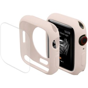 Enkay Hat-Prins Beschermende TPU Horloge Case + Full Coverage Pet Screen Protector Film voor Apple Watch Series 7 41mm (Pink)