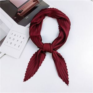 Dames retro stijl geplooid Diamond Square sjaal zijden sjaal  lengte: 70cm (rode wijn)